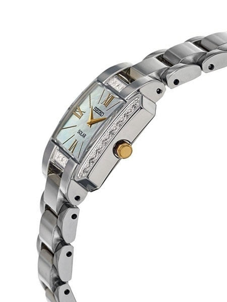 Seiko Women's Solar Dress Watch with 22 White Diamonds, Mother of Pearl Dial #SUP239