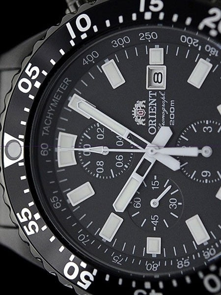 Orient Captain Quartz Sport Chronograph with Black PVD Case and Bracelet  #TT11001B