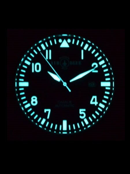Air Blue Charlie Automatic Pilot Watch with 44mm Case, Sapphire Crystal #CHARLIEAUTOSSBLK