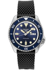 Seiko 5 Sports 24-Jewel Automatic Watch with Blue Dial and Silicone Strap #SRPD93