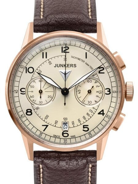 Junkers G38 Beige Dial, Quartz Chronograph with 60-Minute Timer #6972-1