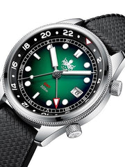 PHOIBOS Eagle Ray 300-Meter Dual-Time GMT Dive Watch with Double Dome AR Sapphire Crystal #PX023A