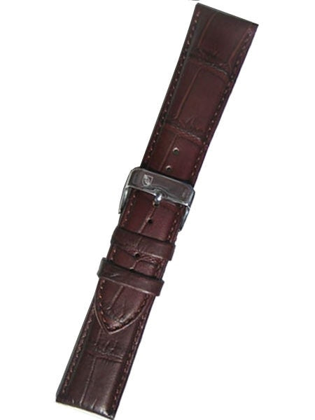 Calfskin Matte Alligator Grain Brown Strap with Heavy Padding #RB8-72480