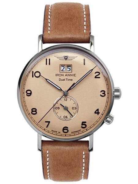 Iron Annie Big Date, Dual Time Pilot Watch with Two Crowns #5940-3