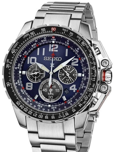 Scratch and Dent - Seiko Prospex Solar Powered Quartz Flight Chronograph Watch, 24-Hour Sub-Dial #SSC275