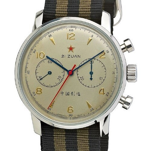 Scratch and Dent - Seagull 1963 Hand Wind Mechanical Chronograph with Goldtone Dial #6488-2901C 9