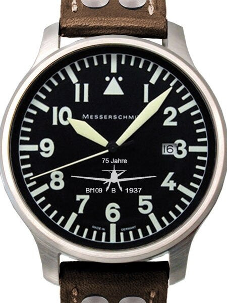 Messerschmitt Fliegeruhr Watch with Aviator Leather Strap #ME-42BF-109