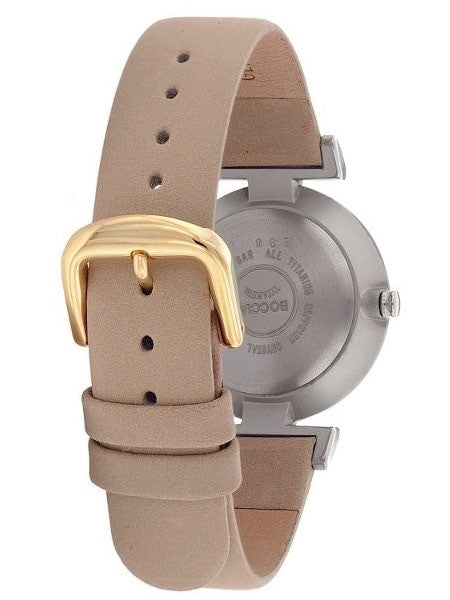 Boccia Ladies Quartz Watch with Goldtone Titanium and beige leather strap #3238-02