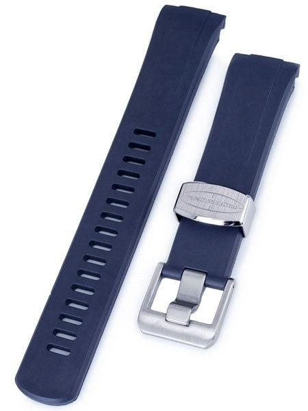 Crafter Blue 22mm Curved-End Rubber Watch Strap for Seiko Turtle #CB08-B