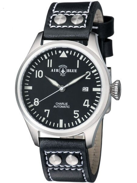 Air Blue Charlie Automatic Pilot Watch with 44mm Case, Sapphire Crystal #CHARLIEAUTOSSBLK