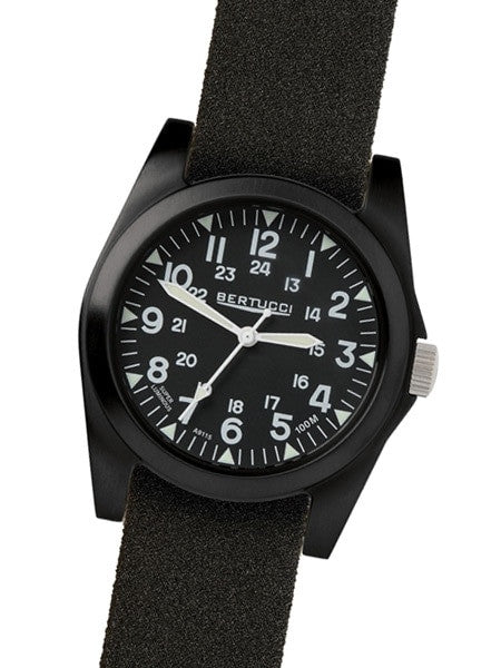 Bertucci A-3P Sportsman Vintage Field Watch with a 42mm Black Poly-Carbonate Case - 13353