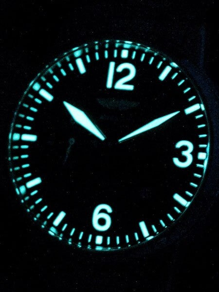Aviator 45mm Mechanical, Hand Wind Black PVD Watch with SuperLuminova Hands and Markers #6974645B