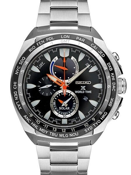 Seiko Prospex Solar Power World Time, Chronograph, Alarm Watch #SSC487