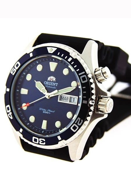 Orient Ray Blue Dial 21-Jewel Automatic Dive Watch on Rubber Strap #EM6500CD