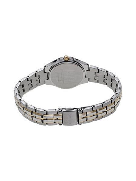Seiko Two-Tone Women's Solar Dress Watch with Blue Dial, Goltone Hands and Markers #SUT224