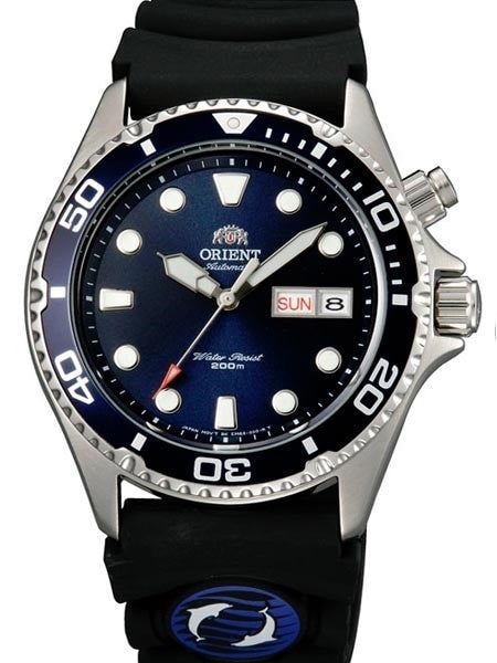 Scratch and Dent - Orient Ray Blue Dial 21-Jewel Automatic Dive Watch on Rubber Strap #EM6500CD-SND1