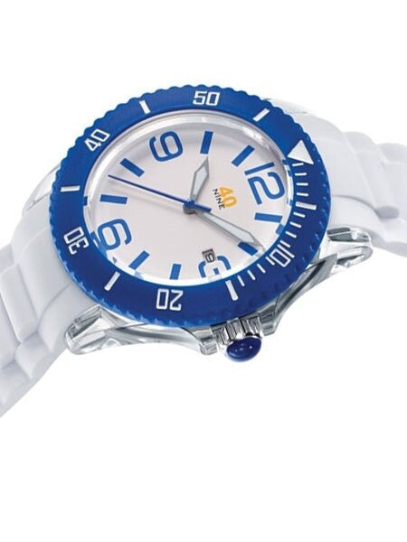 40Nine Clear Plastic 46mm Case with White Silicone Rubber Strap #40NINE02-BLUE3