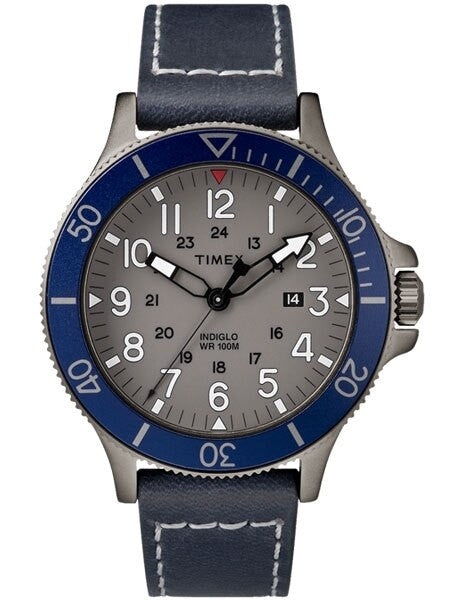 Timex 43mm Allied Coastline Quartz Watch with Grey Dial and INDIGLO Night-Light #TW2R45900VQ