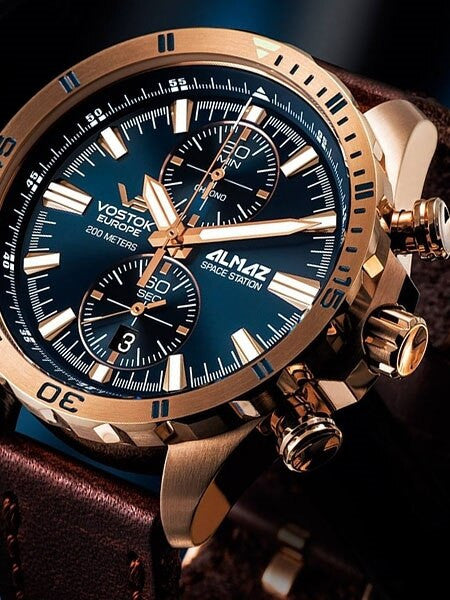 Vostok-Europe Almaz Two-Eye Quartz Chronograph with 60-Minute Stopwatch #320B262