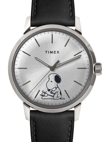 Timex 40mm Marlin 21-Jewel Automatic Watch with Silver Snoopy Dial #TW2U71200ZV