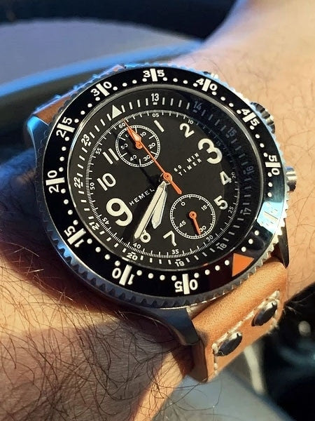 HEMEL Brabant Quartz Chronograph Watch with 60-Minute Stopwatch and AR Sapphire Crystal #HF5