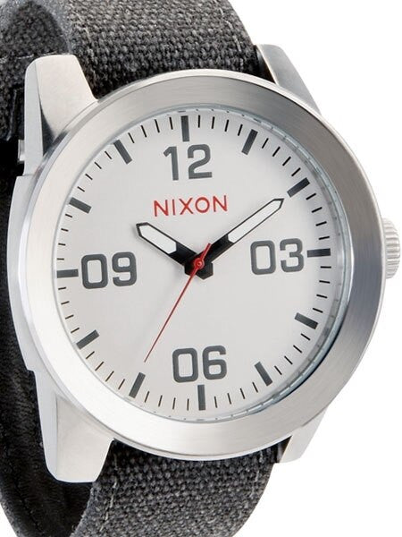 Nixon Corporal Quartz Watch with 48mm Stainless Steel Case and Crisp White Dial #A243-100