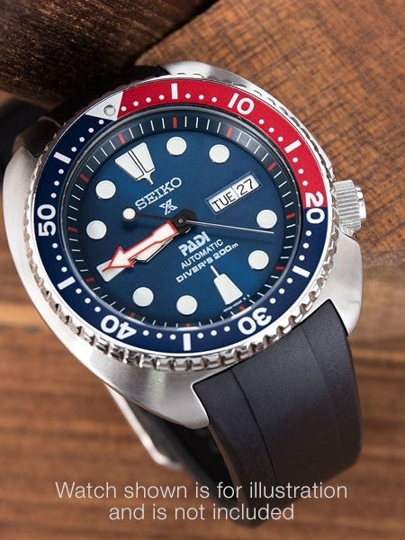 Crafter Blue 22mm Curved-End Rubber Watch Strap for Seiko Turtle #CB08-A