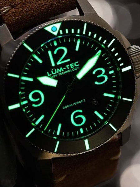 Lum-Tec 44mm Swiss Quartz Dive Watch with AR Sapphire Crystal, Luminous Bezel #M88