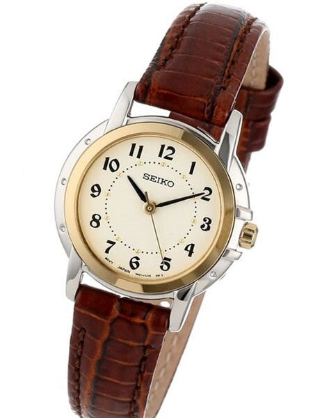 Seiko Two-Tone Women's Solar Dress Watch with Easy to Read Black Hands and Markers #SXGA02