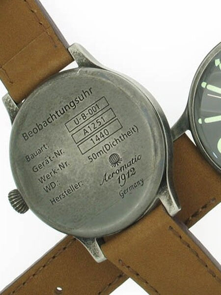 Aeromatic 1912 Retro Styled Panzer Quartz Watch, Aged Patina Case #A1251