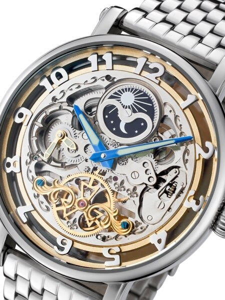 Rougois Dual Time Zone Skeleton Automatic Watch with Day/Night Dial #RMAS47