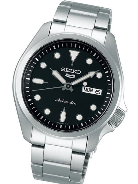 Seiko 5 Sports 24-Jewel Automatic Watch with Black Dial and SS Bracelet #SRPE55