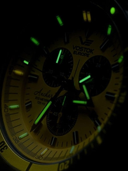 Vostok-Europe Anchar Mens Chronograph Dive Watch with Tritium Tube Illumination #5104185