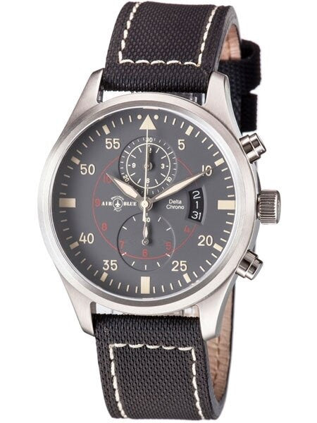Air Blue Delta Chronograph Pilot Watch with 44mm Case, Sapphire Crystal #DELTACHRONOSSGREY