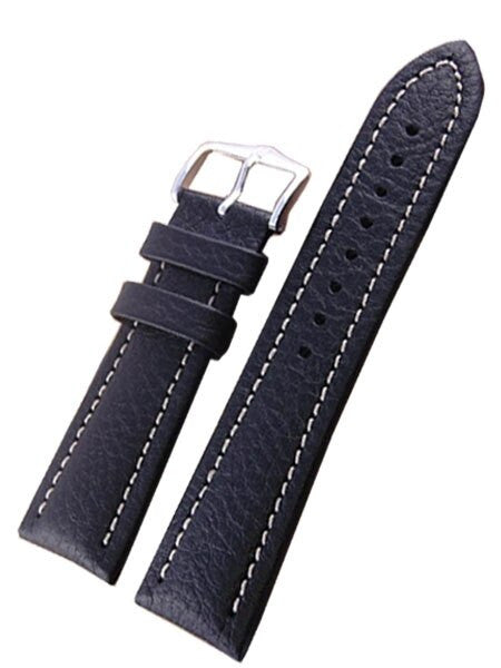 Hirsch Buffalo Black High Grain Leather Watch Strap #113202-50