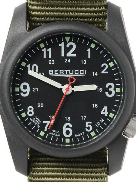 Bertucci DX3 Field Poly Resin Watch, Heavy Duty Nylon Strap, Black Dial - 11012