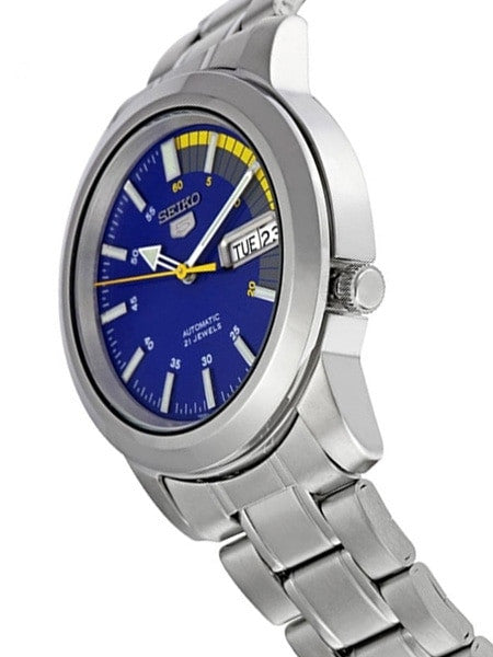 Seiko 5 Automatic Blue Dial Watch with Stainless Steel Bracelet #SNKK27