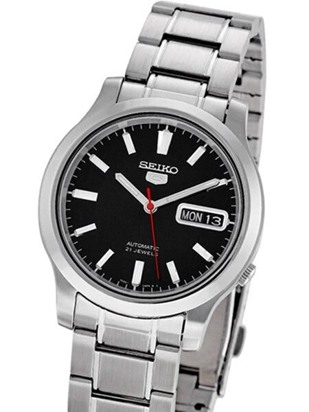 Seiko 5 Automatic Black Dial Watch with Stainless Steel Bracelet #SNK795