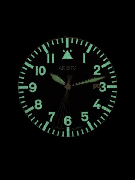 Aristo 3H84 Quartz Aviator Style Watch with Sandblasted Case