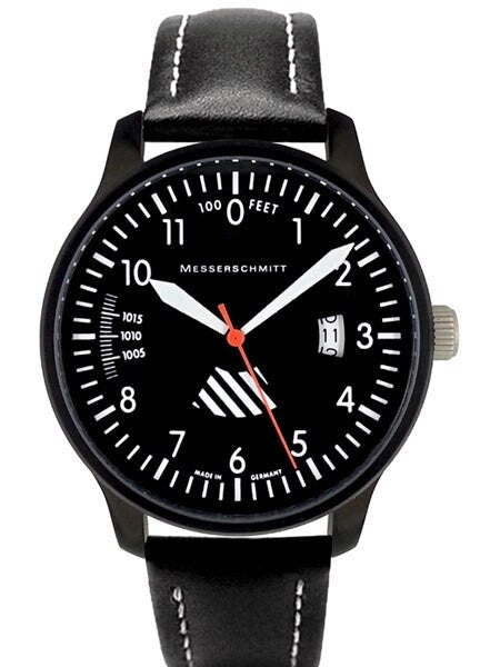 Messerschmitt Fliegeruhr Watch with Aviator Leather Strap #ME-42ALTI-L