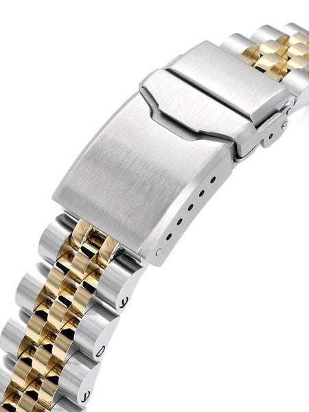 Strapcode 20mm ANGUS-J "Louis" Gold IP and 316L Stainless Steel Watch Bracelet for Seiko Alpinist SARB017 #SS201819PGD064