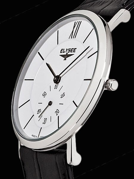 Elysee Thin Quartz Dress Watch with Silver Dial and Small Seconds #80480