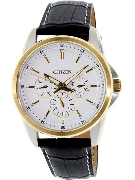 Citizen Two-Tone 42mm Dress Watch with Three Sub-Dials and a Leather Strap #AG8344-06A