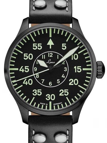 Laco Bielefeld Type B Dial Miyota Automatic Watch, Black Ion Case