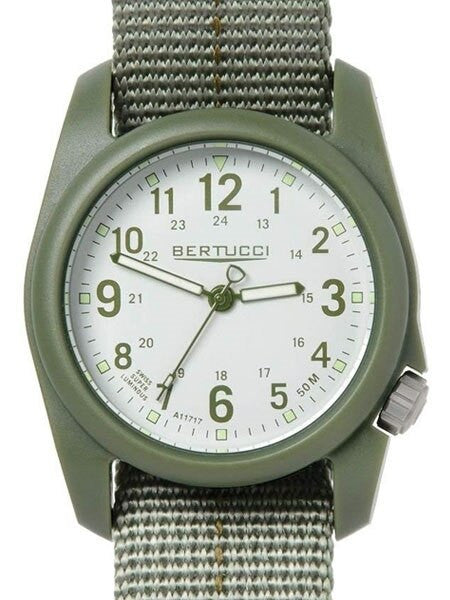 Bertucci DX3 Plus Resin Watch, Dash-Striped Nylon Strap, Off-White Dial #11081