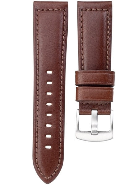 Horween Panerai-Style, Brown Calfskin Leather with Thick Padding at the Lugs #INS-HORPAD02