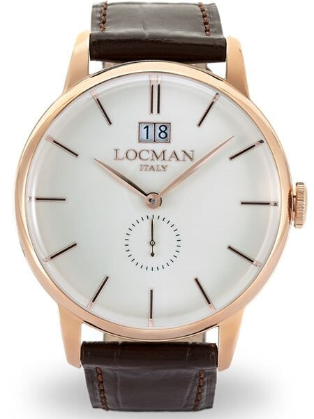 Locman 1960's Collection Big Date Quartz Dress Watch with 41mm Case #0252V10-RGAVRGPT