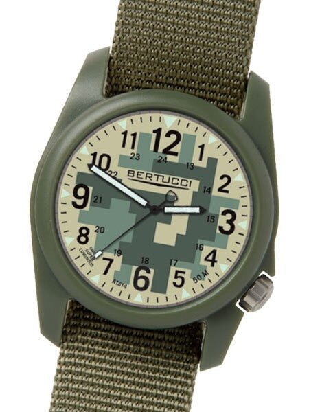 Bertucci DX3 Field Resin Watch, Olive Drab Nylon Strap, Digicam Camouflage Dial - 11032