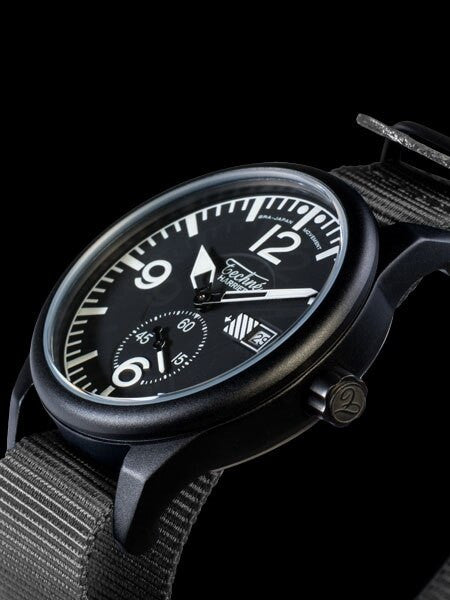 Techne Harrier Aviator Quartz Watch with 41mm Black Aluminum Case  #386.121