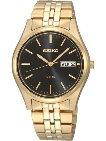 Seiko Core Series Solar Watch with 37mm Goldtone Case and Bracelet #SNE044